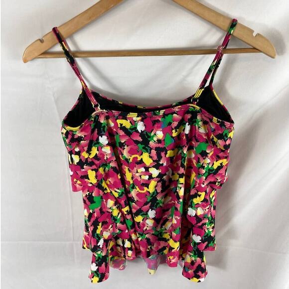 Sunshine Zone Ruffled Floral Tankini Swim top size small - Picture 3 of 3